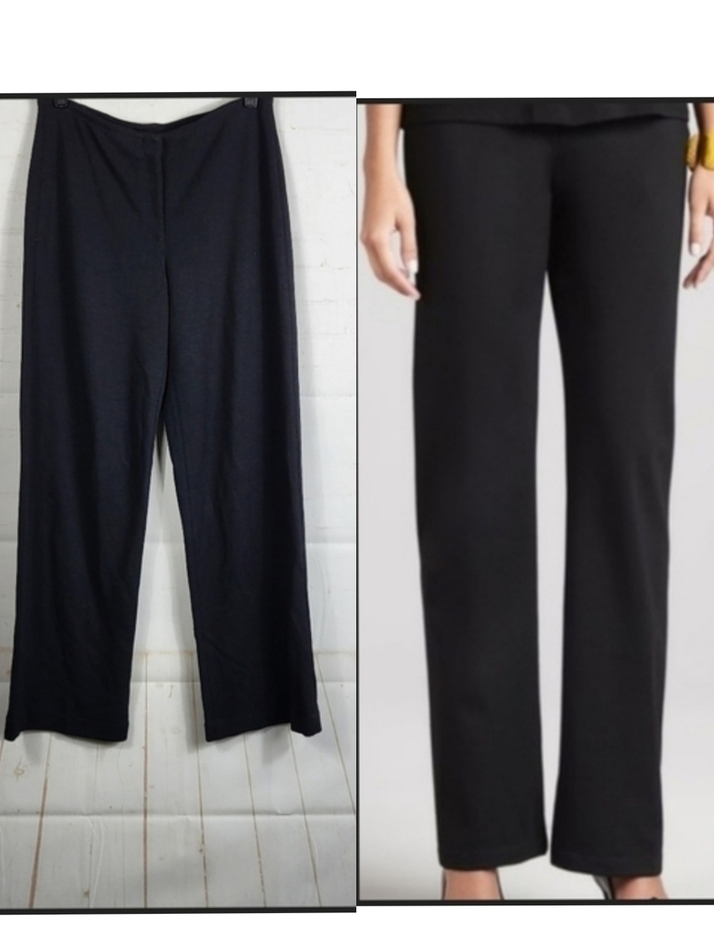 Eileen Fisher Wool Blend Knit Workwear Career Pants in Black Small